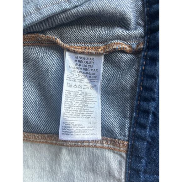 GAP Girls Patchwork Denim Jacket Floral Plaid Jean Coat Size Medium - Picture 7 of 9